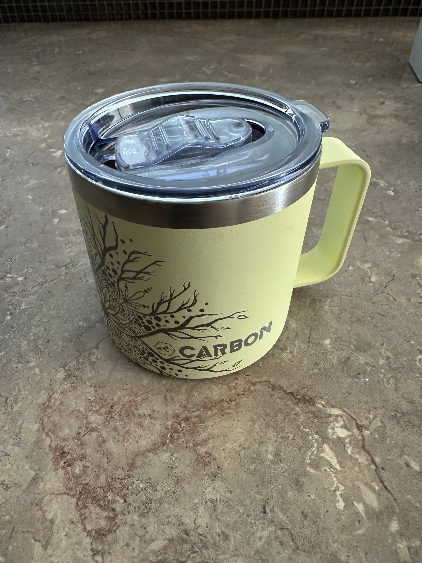 Butter Yellow Double-Walled Stainless Steel Coffee Mug (with Lid)