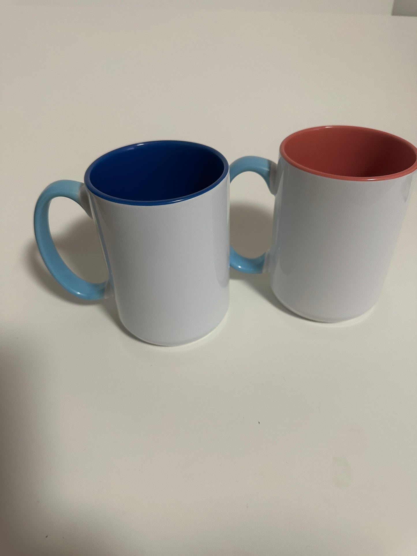 Ceramic Coffee Mug – White Outside, Peach or Royal Inside