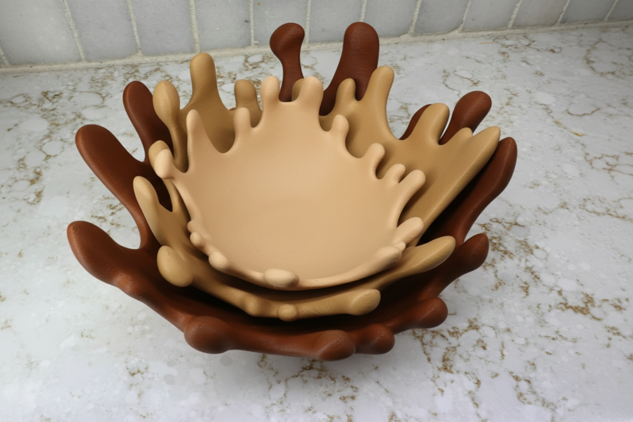 Drip Bowls in Tonal Latte Coffee Chocolate Colors